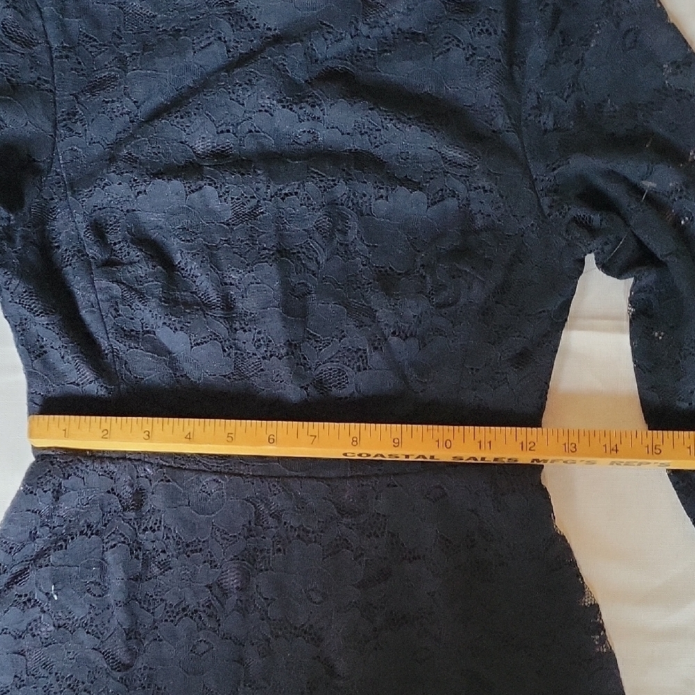 Betsey Johnson Navy Lace Long Sleeve Midi Dress Size 2 - Picture 8 of 12